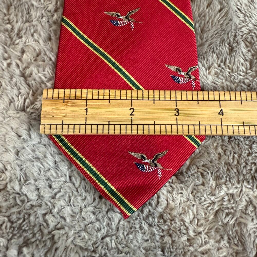 NEW American Living Red Diagonal Stripe Eagle With Flag Silk Patriotic Neck Tie - Picture 6 of 7
